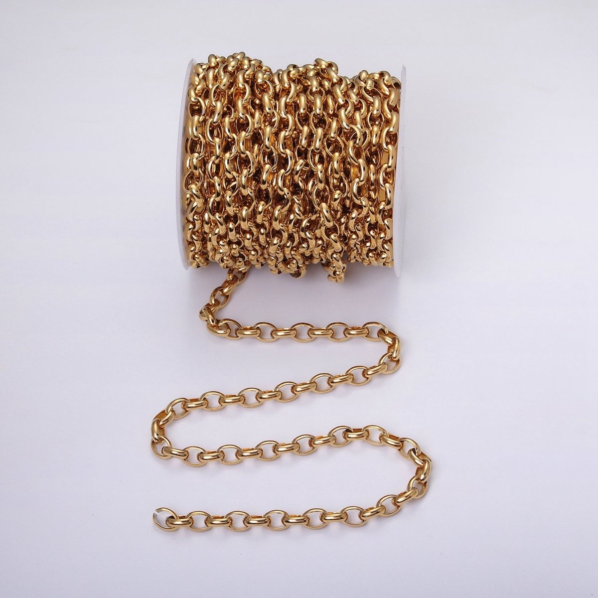 16K Gold plated Large Chunky Gold, Silver Oval Chain, Thick Link Chain by the Yard Wholesale Chain Jewelry Supplies | ROLL-1273 ROLL-1274 Clearance Pricing - DLUXCA