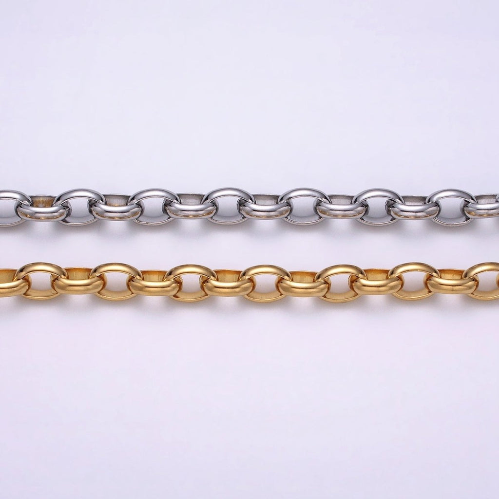 16K Gold plated Large Chunky Gold, Silver Oval Chain, Thick Link Chain by the Yard Wholesale Chain Jewelry Supplies | ROLL-1273 ROLL-1274 Clearance Pricing - DLUXCA