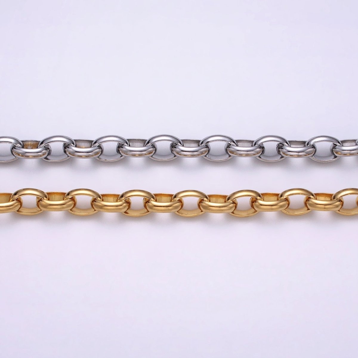 16K Gold plated Large Chunky Gold, Silver Oval Chain, Thick Link Chain by the Yard Wholesale Chain Jewelry Supplies | ROLL-1273 ROLL-1274 Clearance Pricing - DLUXCA