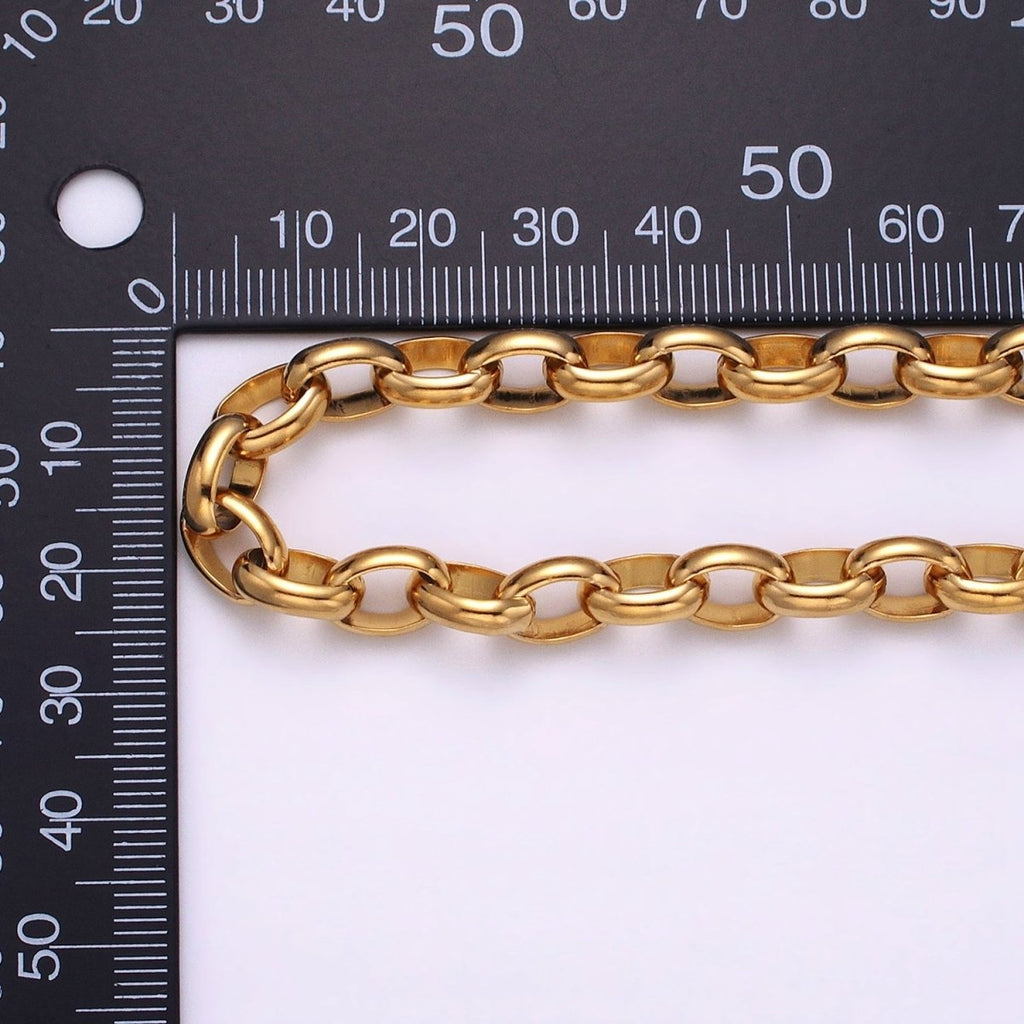 16K Gold plated Large Chunky Gold, Silver Oval Chain, Thick Link Chain by the Yard Wholesale Chain Jewelry Supplies | ROLL-1273 ROLL-1274 Clearance Pricing - DLUXCA