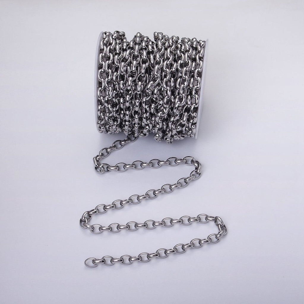 16K Gold plated Large Chunky Gold, Silver Oval Chain, Thick Link Chain by the Yard Wholesale Chain Jewelry Supplies | ROLL-1273 ROLL-1274 Clearance Pricing - DLUXCA