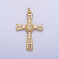 16K Gold plated Latin Cross Clear Baguette CZ Religious Charm in Gold & Silver | AC230 AC231