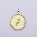 16K Gold plated Lightning Bolt Weather Round Stamped Pendant | AA629 - DLUXCA