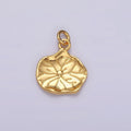 16K Gold plated Lily Pad Leaf Nature Hammered Round Charm | AC852 - DLUXCA
