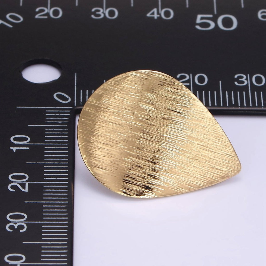 16K Gold plated Line - Textured Teardrop Drop Stud Earrings | Z821 - DLUXCA
