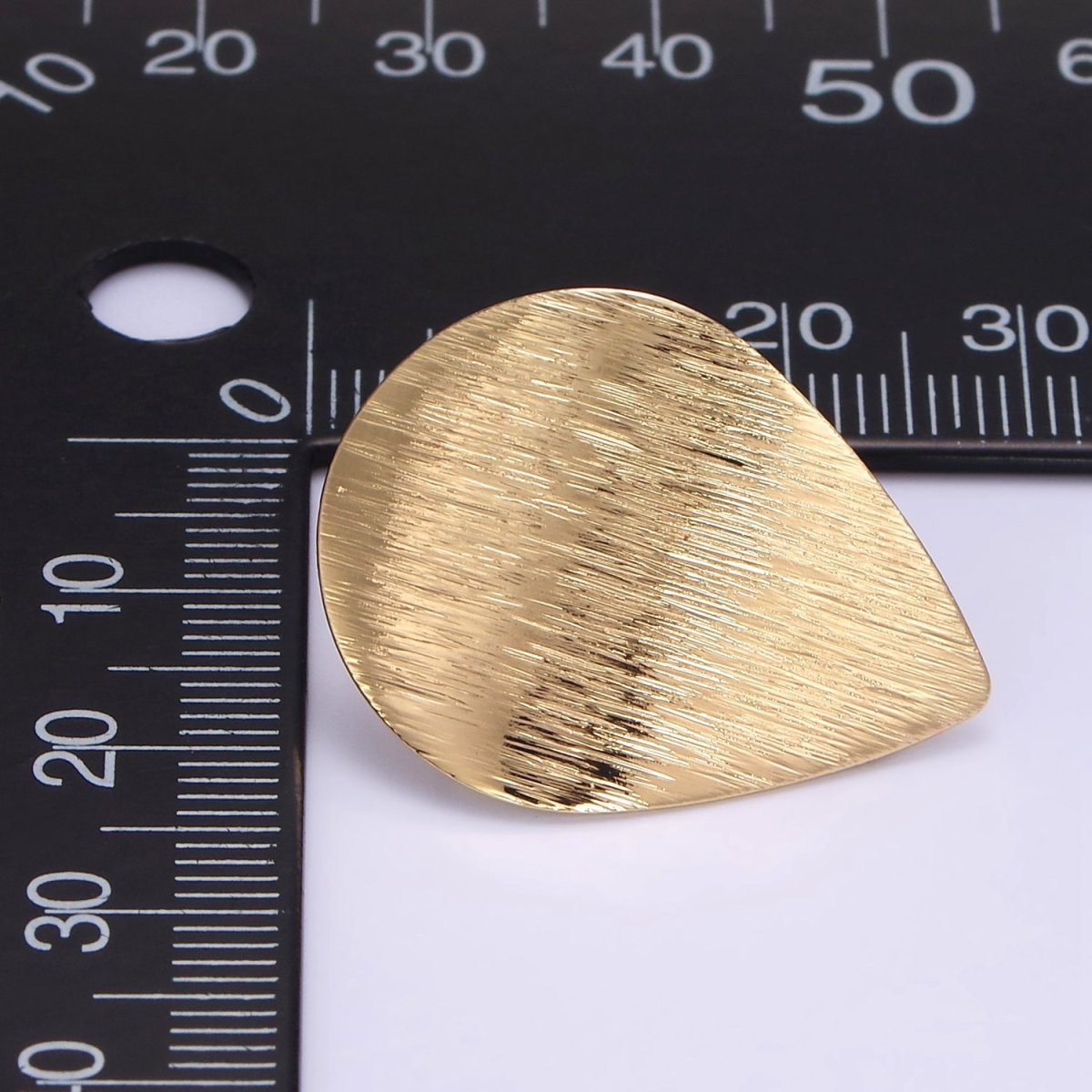 16K Gold plated Line - Textured Teardrop Drop Stud Earrings | Z821 - DLUXCA