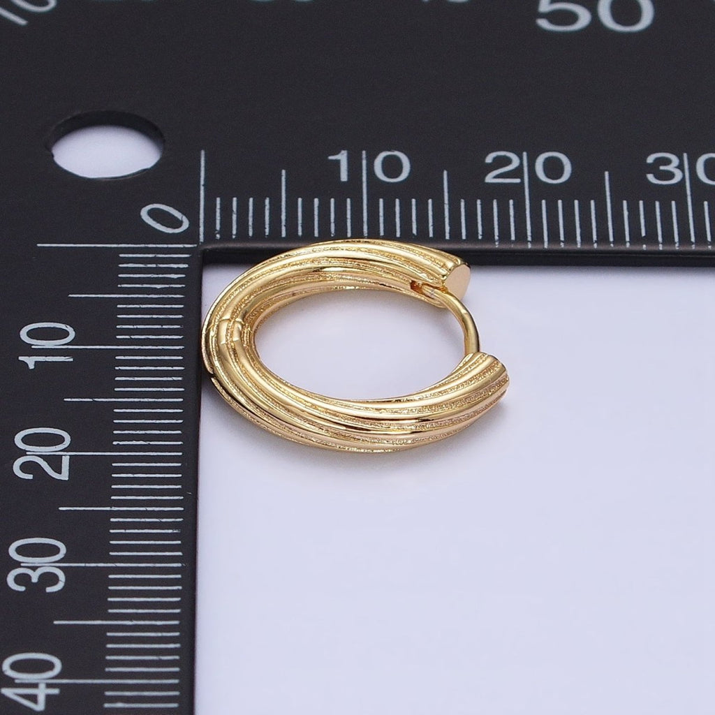 16K Gold plated Line-Textured Twisted 17mm Endless Hoop Earrings | AD1293 - DLUXCA