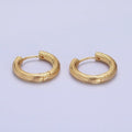 16K Gold plated Line-Textured Twisted 17mm Endless Hoop Earrings | AD1293 - DLUXCA