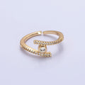 16K Gold plated Linear Double Micro Paved Band Adjustable Ring in Gold & Silver | O-1916 O-1917 - DLUXCA