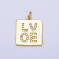 16K Gold plated "LOVE" Script Micro Paved CZ Square Add-On Charm | AC1178 - DLUXCA