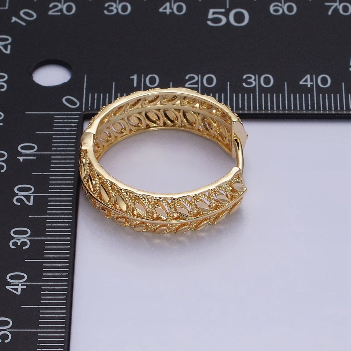 16K Gold plated Marquise CZ V Wheat Paddy 30mm Endless Hoop Earrings in Gold & Silver | AB1433 AB1434
