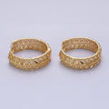 16K Gold plated Marquise CZ V Wheat Paddy 30mm Endless Hoop Earrings in Gold & Silver | AB1433 AB1434