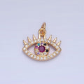 16K Gold plated Micro Pave Evil Eye Charm, Multicolor Round Cubic Zirconia Eye of Ra Protection Pendant For Jewelry Making X-040 - DLUXCA
