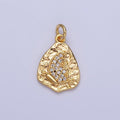 16K Gold plated Micro Paved Butterfly Wings Hammered Charm | A-637 - DLUXCA