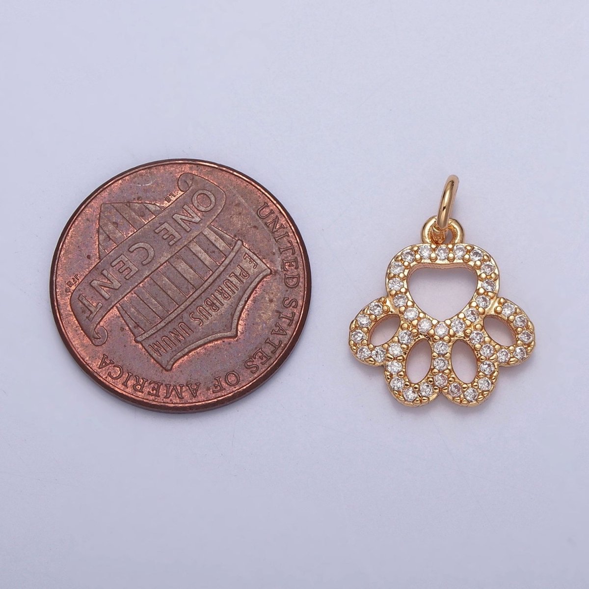 16K Gold plated Micro Paved Cubic Zirconia Pet Animal Pawprint DIY Jewelry Making | X-218 - DLUXCA