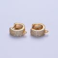 16K Gold plated Micro Paved Cubic Zirconia Wide Huggie with Open Link For Jewelry Making L-919 - DLUXCA