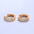 16K Gold plated Micro Paved CZ 18mm Huggie Hoop Earrings | V-384 - DLUXCA