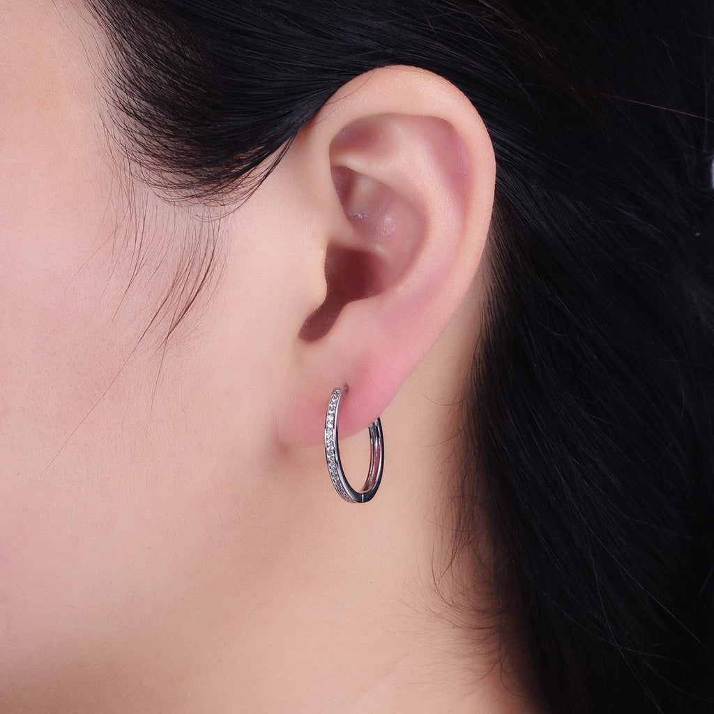 16K Gold plated Micro Paved CZ 20mm Endless Hoop Earrings in Gold & Silver | AD1332 AD1333 - DLUXCA