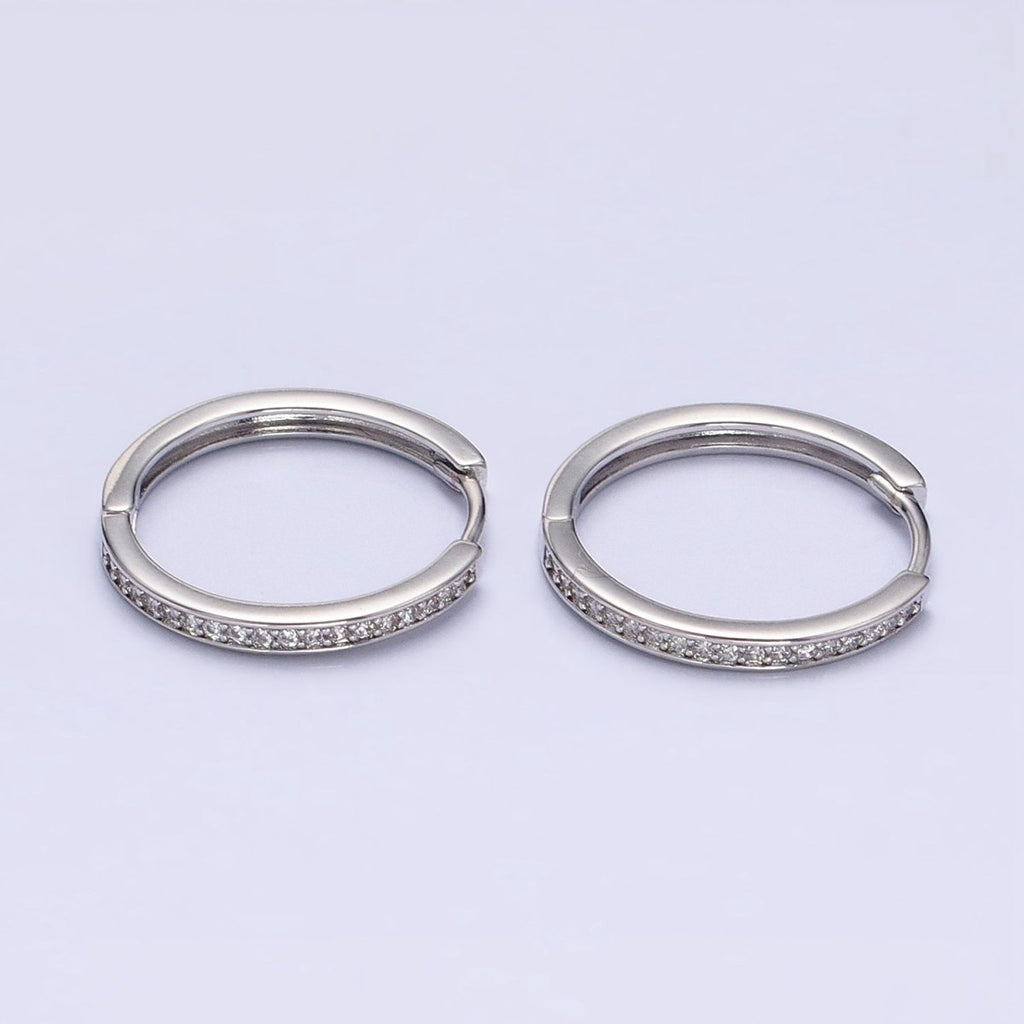 16K Gold plated Micro Paved CZ 20mm Endless Hoop Earrings in Gold & Silver | AD1332 AD1333 - DLUXCA