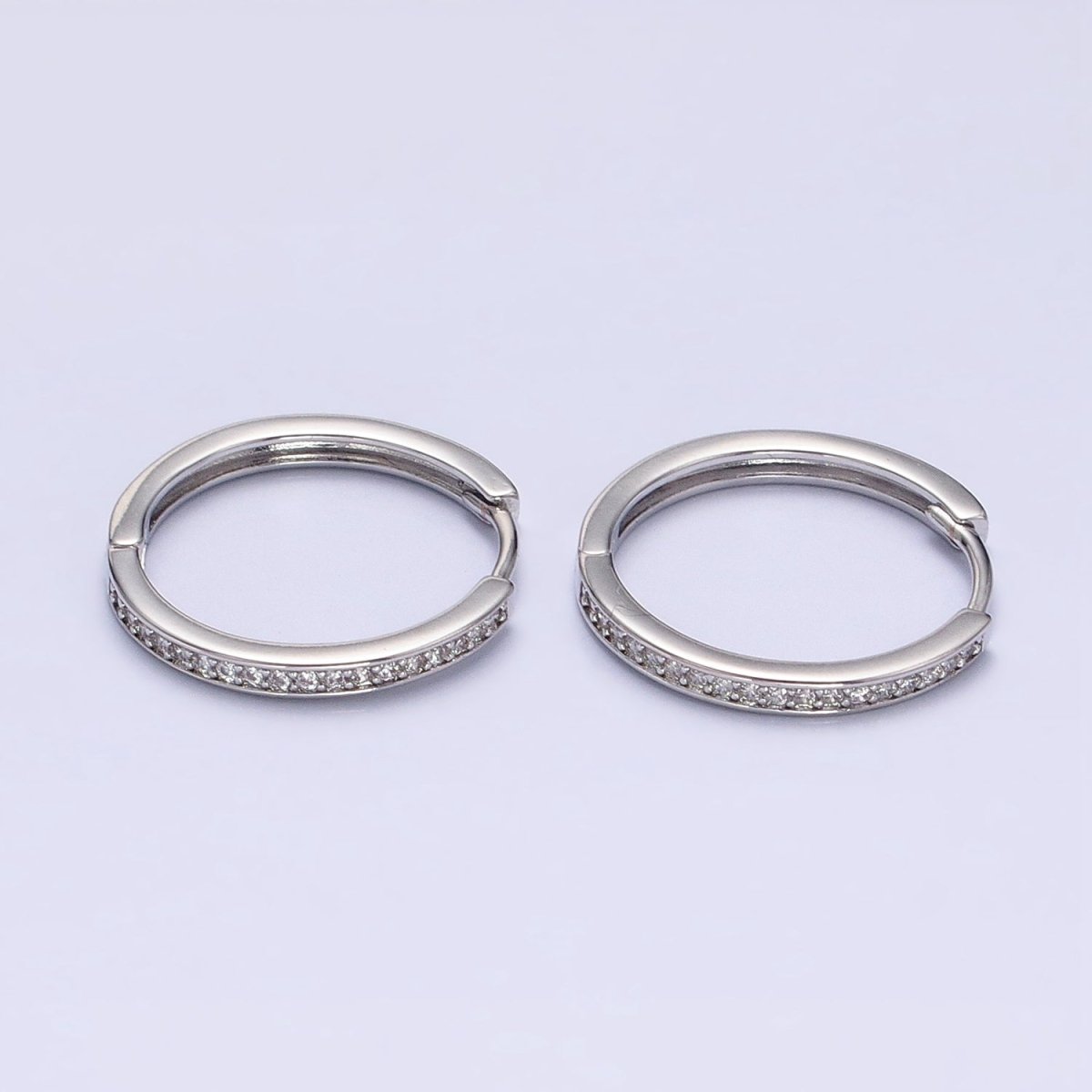16K Gold plated Micro Paved CZ 20mm Endless Hoop Earrings in Gold & Silver | AD1332 AD1333 - DLUXCA