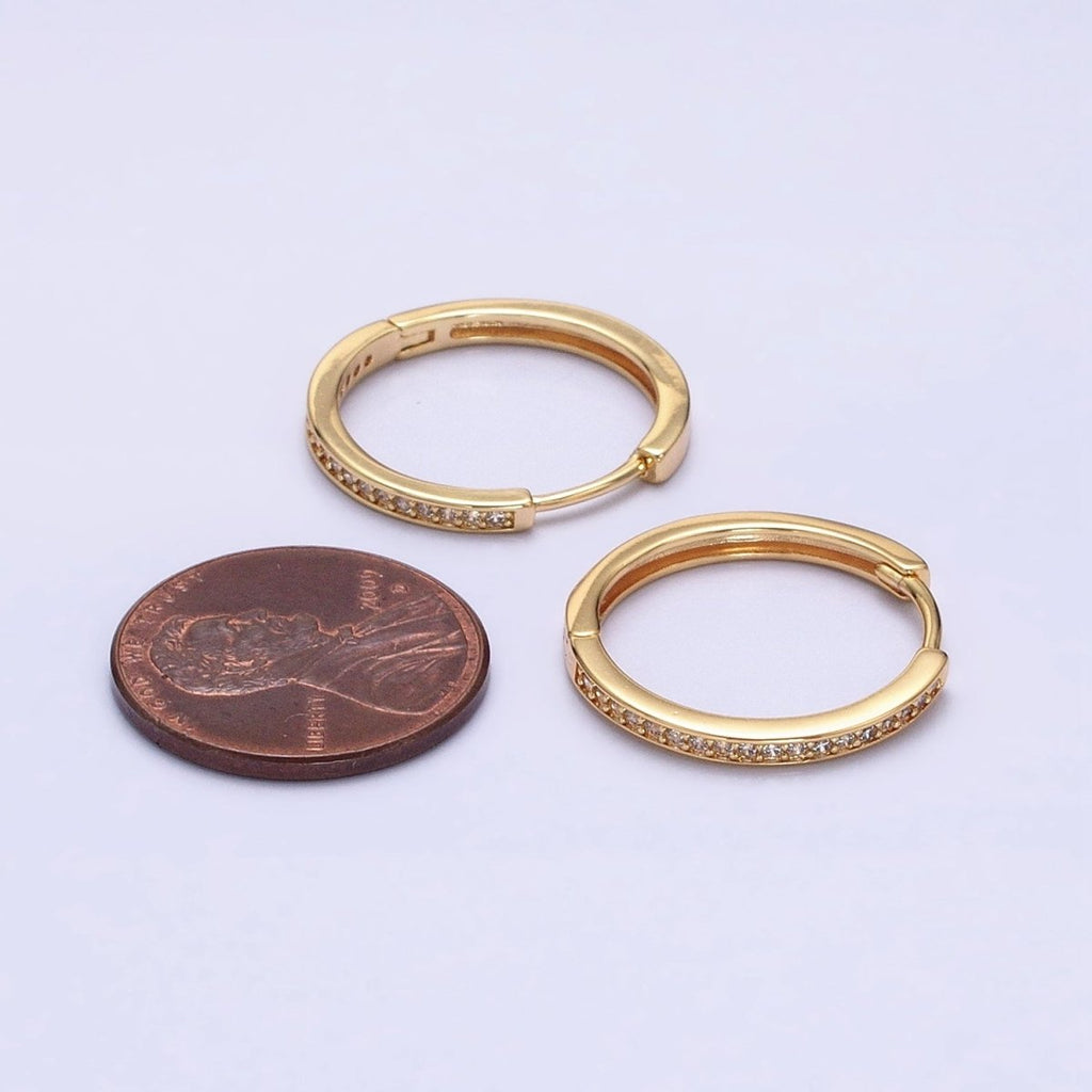 16K Gold plated Micro Paved CZ 20mm Endless Hoop Earrings in Gold & Silver | AD1332 AD1333 - DLUXCA