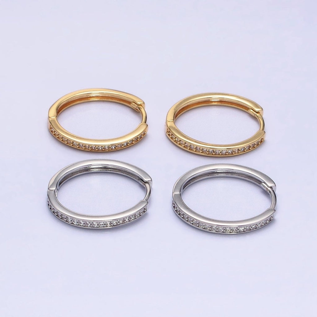 16K Gold plated Micro Paved CZ 20mm Endless Hoop Earrings in Gold & Silver | AD1332 AD1333 - DLUXCA
