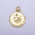 16K Gold plated Micro Paved CZ Celestial Stars Crescent Moon Textured Charm in Gold & Silver | AC1272 AC1273