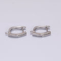 16K Gold plated Micro Paved CZ Checkered English Lock Earrings Supply in Silver, Gold | Z-325 Z-379 - DLUXCA