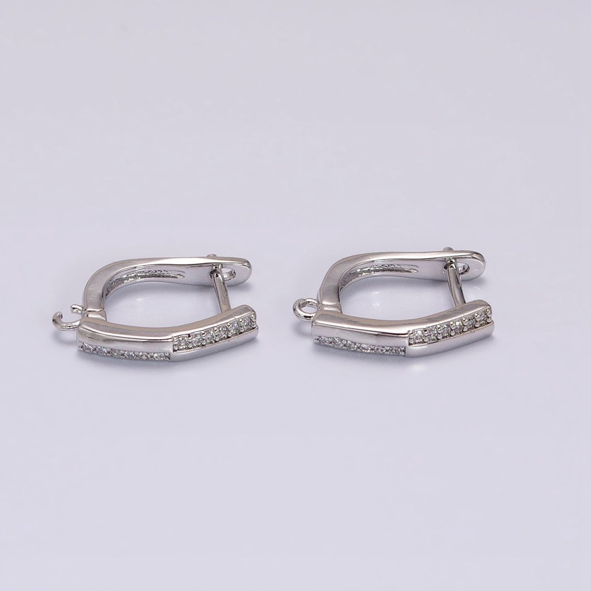 16K Gold plated Micro Paved CZ Checkered English Lock Earrings Supply in Silver, Gold | Z-325 Z-379 - DLUXCA