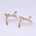 16K Gold plated Micro Paved CZ Curved Band Ear Cuff Earrings | AI148 - DLUXCA