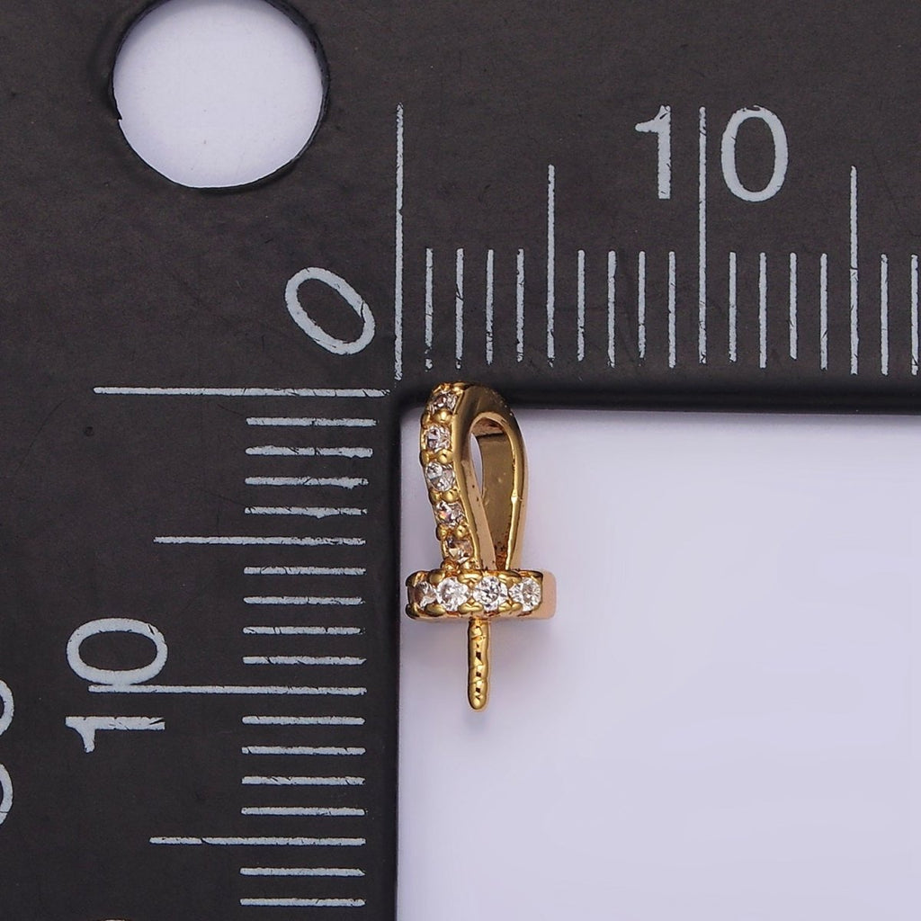 16K Gold plated Micro Paved CZ Drill Peg Bail Jewelry Making Findings Supply | Z-499 - DLUXCA