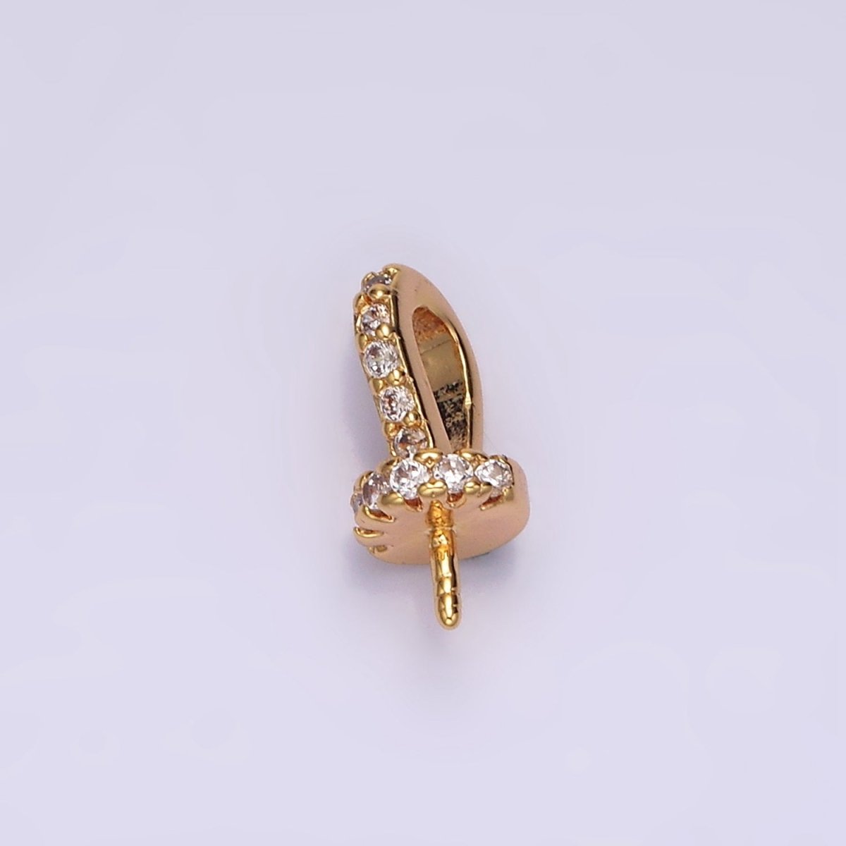 16K Gold plated Micro Paved CZ Drill Peg Bail Jewelry Making Findings Supply | Z-499 - DLUXCA