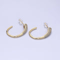 16K Gold plated Micro Paved CZ Minimalist J-Shaped Hoop Earrings in Gold & Silver | AE041 AE042