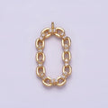 16K Gold plated Micro Paved CZ Open Oval Cable Link Charm in Gold & Silver | AC1179 AC1180