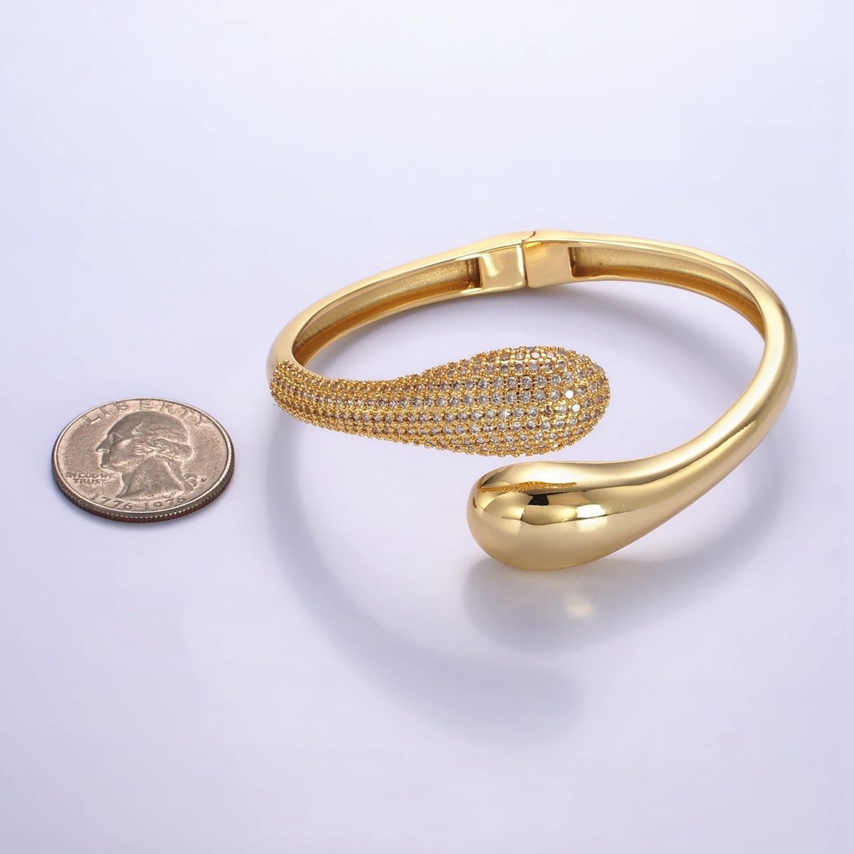 16K Gold plated Micro Paved CZ Snake Drip Wrap Cuff Bracelet | WA - 2524 - DLUXCA