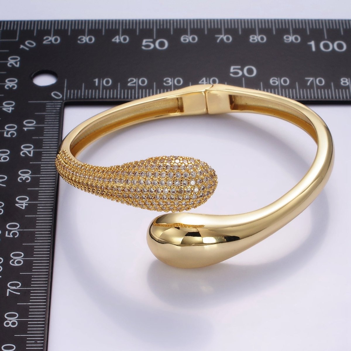 16K Gold plated Micro Paved CZ Snake Drip Wrap Cuff Bracelet | WA - 2524 - DLUXCA