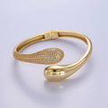 16K Gold plated Micro Paved CZ Snake Drip Wrap Cuff Bracelet | WA - 2524 - DLUXCA