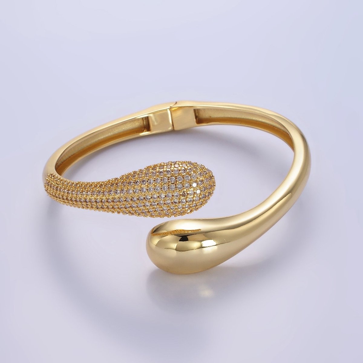 16K Gold plated Micro Paved CZ Snake Drip Wrap Cuff Bracelet | WA - 2524 - DLUXCA