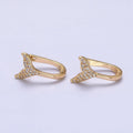 16K Gold plated Micro Paved Ocean Tail 13mm English Lock Earrings in Gold & Silver | AB1491 AB1492 - DLUXCA