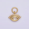 16K Gold plated Mini 13mm Clear CZ Evil Eye Open Lash Add-On Charm | N975 - DLUXCA