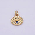 16K Gold plated Mini Blue Evil Eye Micro Paved CZ Oval Add-On Charm in Gold & Silver | AC1063 AC1064