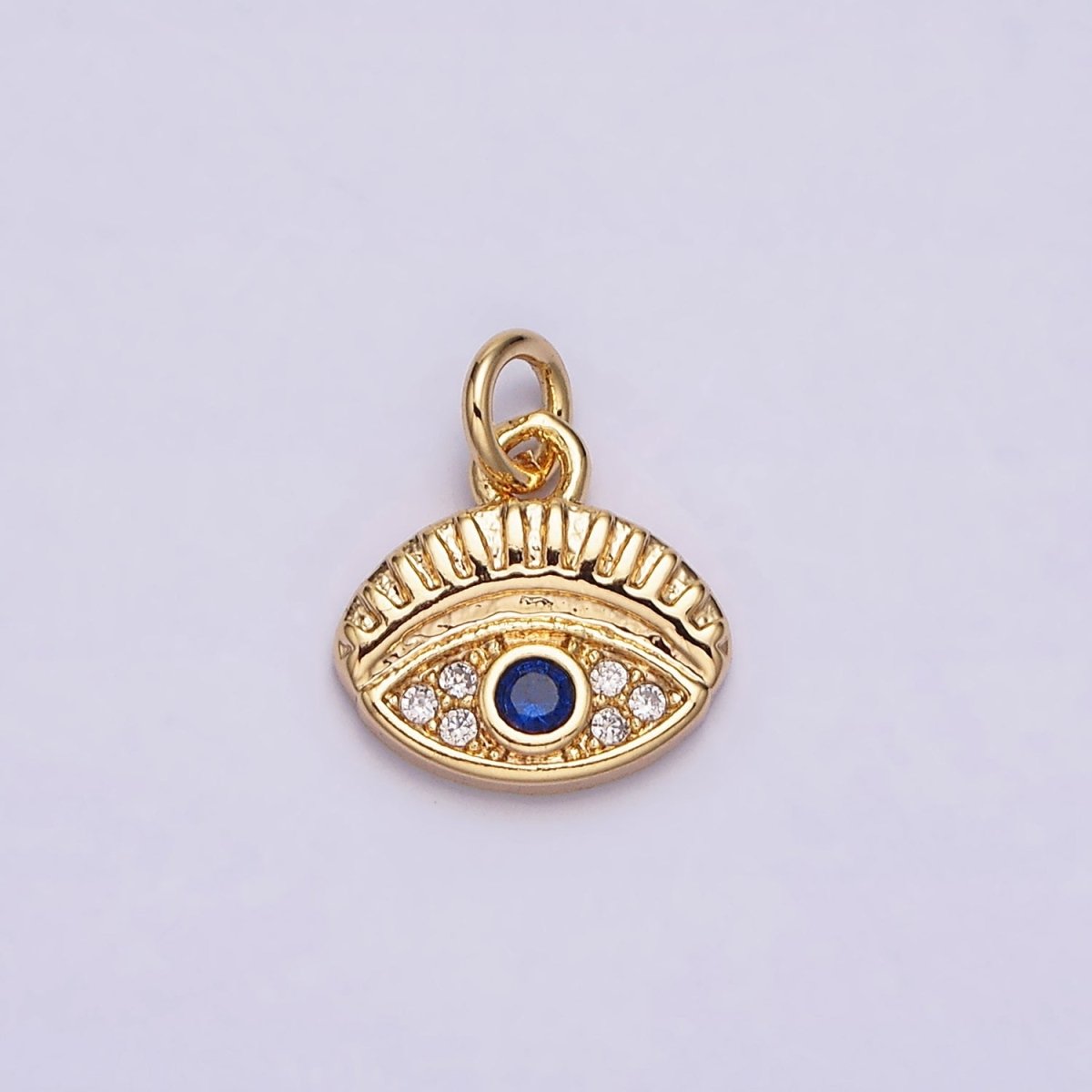 16K Gold plated Mini Blue Evil Eye Micro Paved CZ Oval Add-On Charm in Gold & Silver | AC1063 AC1064