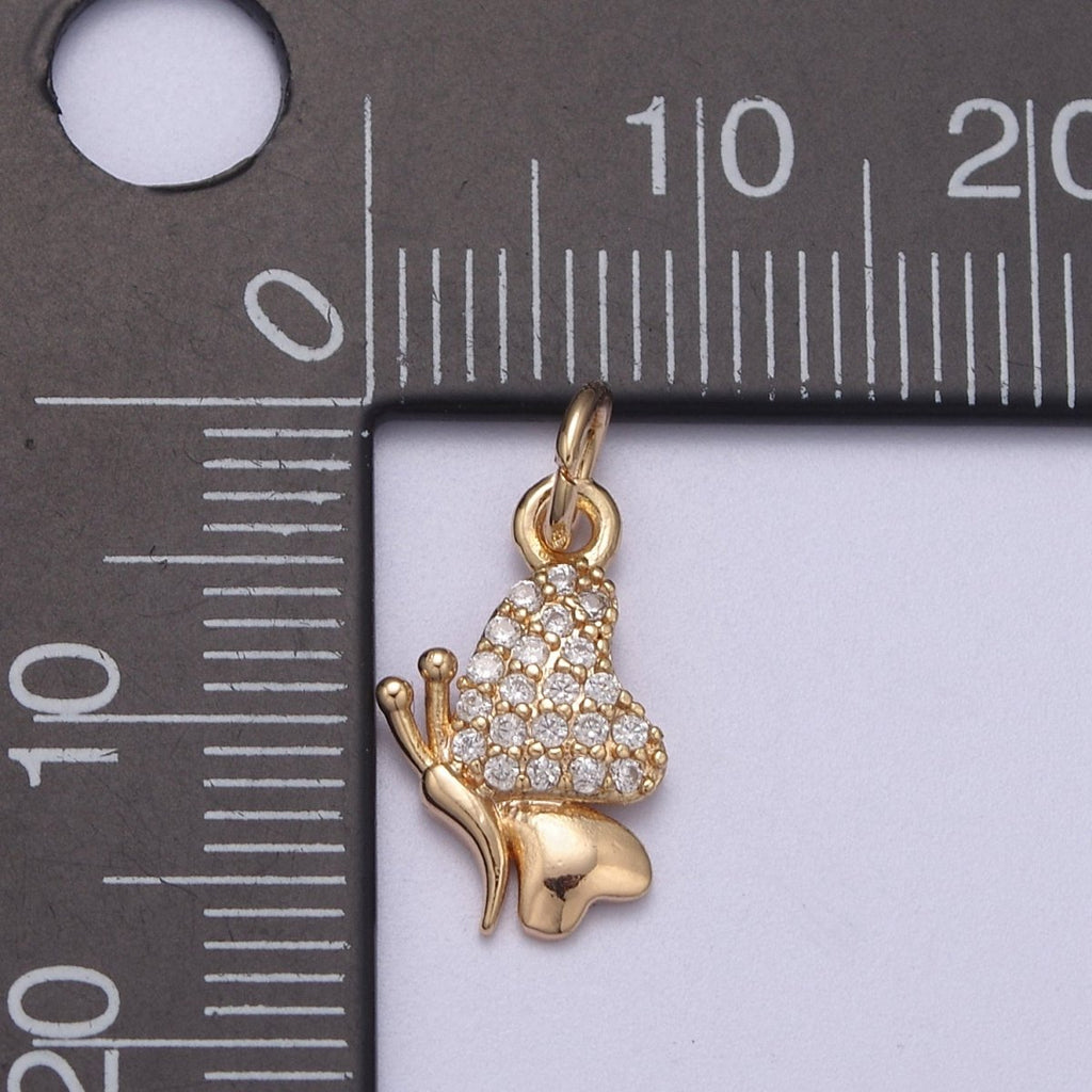16K Gold plated Mini Butterfly Insect Micro Paved CZ Wings N-286 - DLUXCA