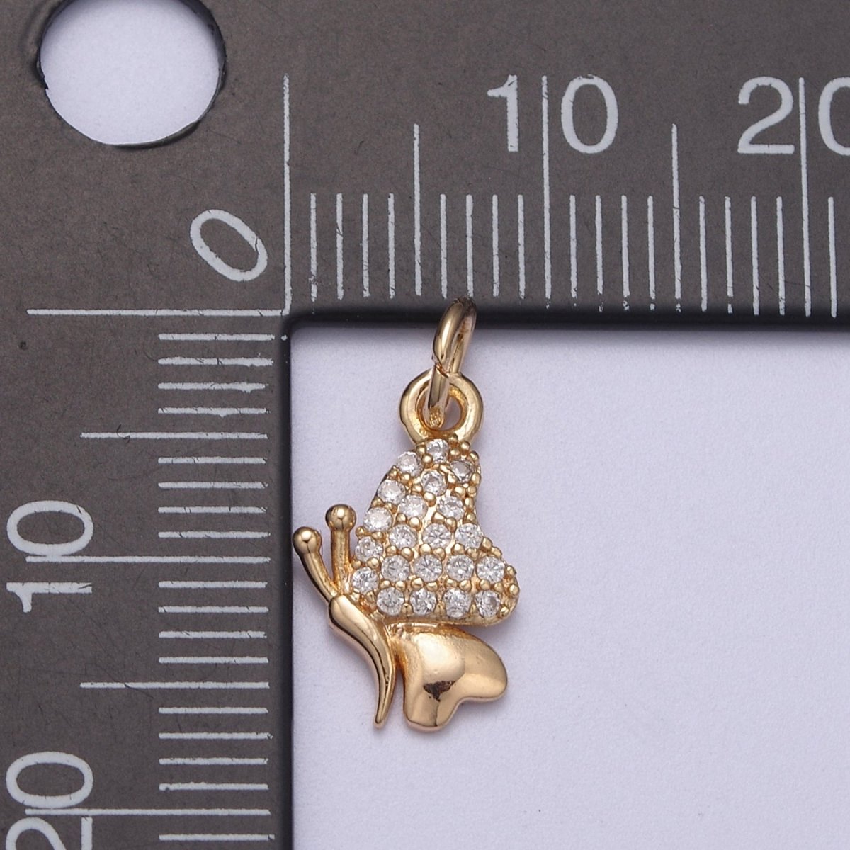 16K Gold plated Mini Butterfly Insect Micro Paved CZ Wings N-286 - DLUXCA