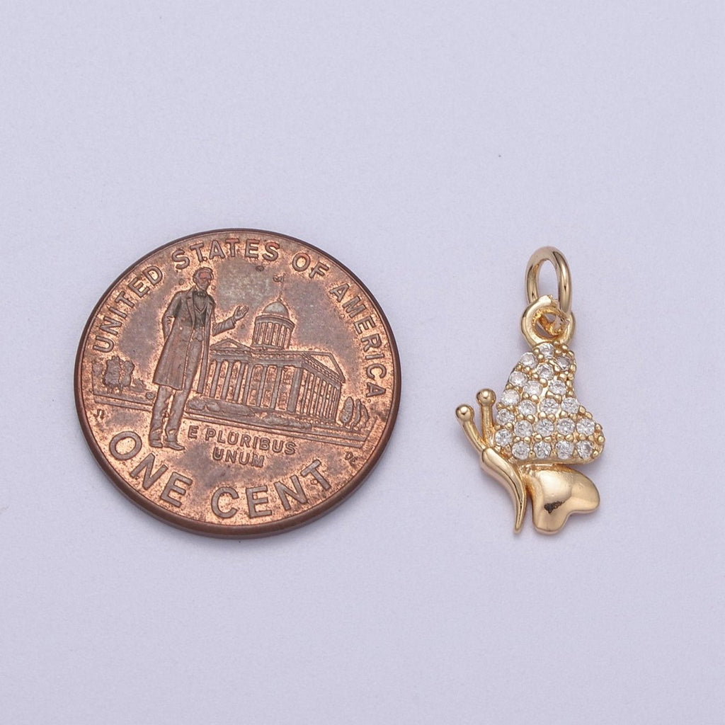 16K Gold plated Mini Butterfly Insect Micro Paved CZ Wings N-286 - DLUXCA
