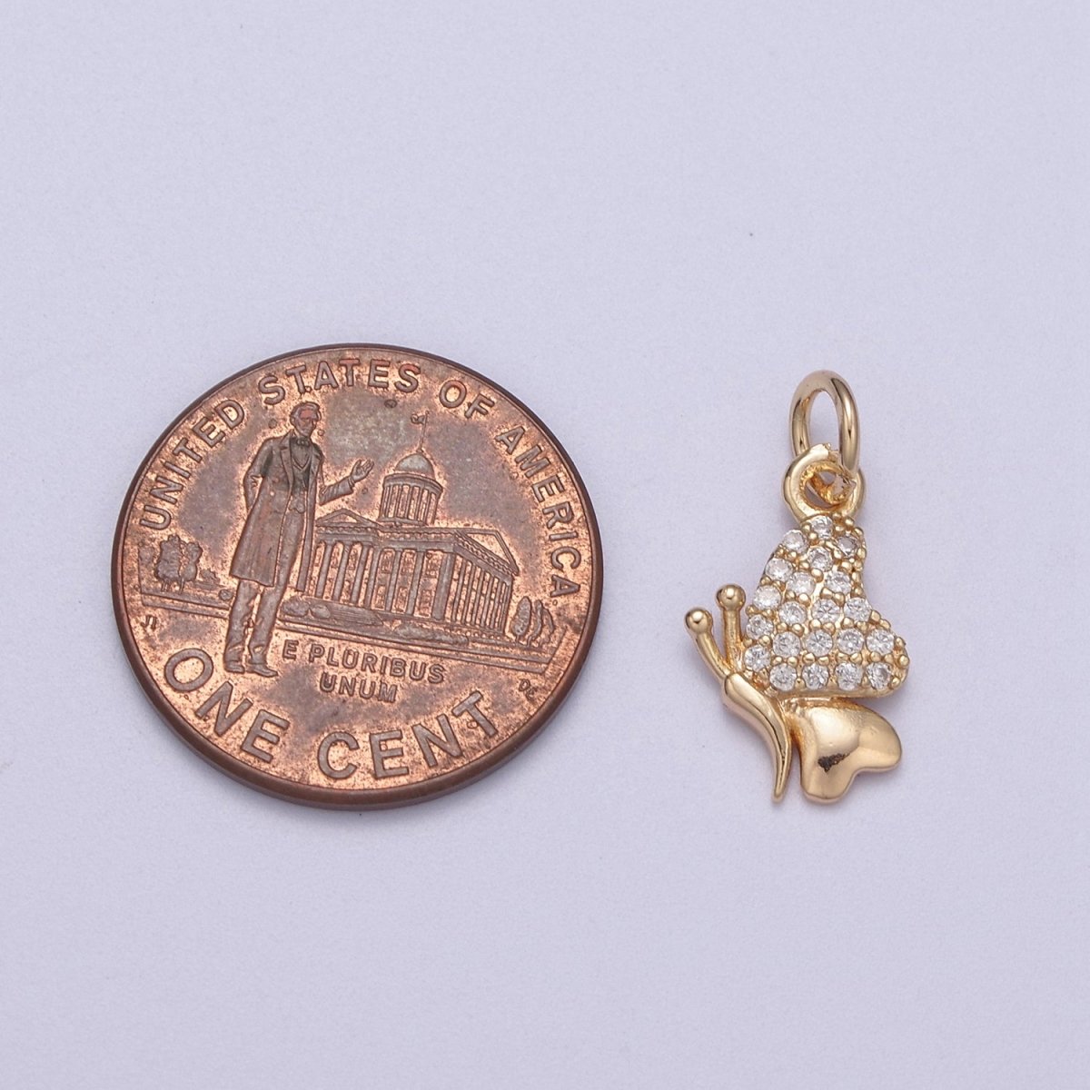 16K Gold plated Mini Butterfly Insect Micro Paved CZ Wings N-286 - DLUXCA