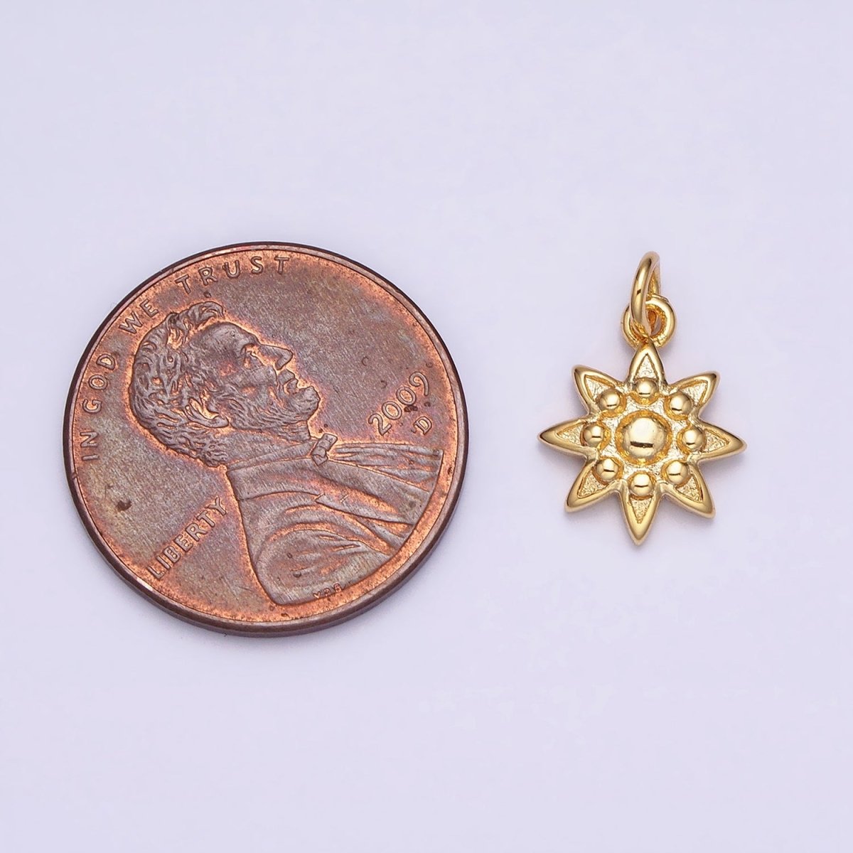16K Gold plated Mini Celestial Sun Beaded Add-On Charm | AC-1165 - DLUXCA