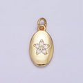 16K Gold plated Mini Flower Clear CZ Oval Add-On Charm | AC1141 - DLUXCA
