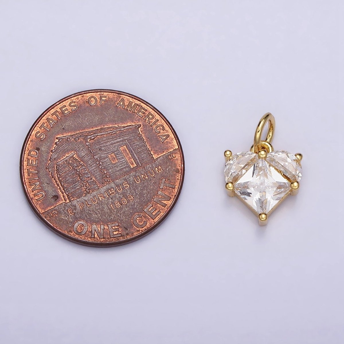 16K Gold plated Mini Heart Clear Pixel Cubic Zirconia CZ Add-On Charm | AC1176 - DLUXCA