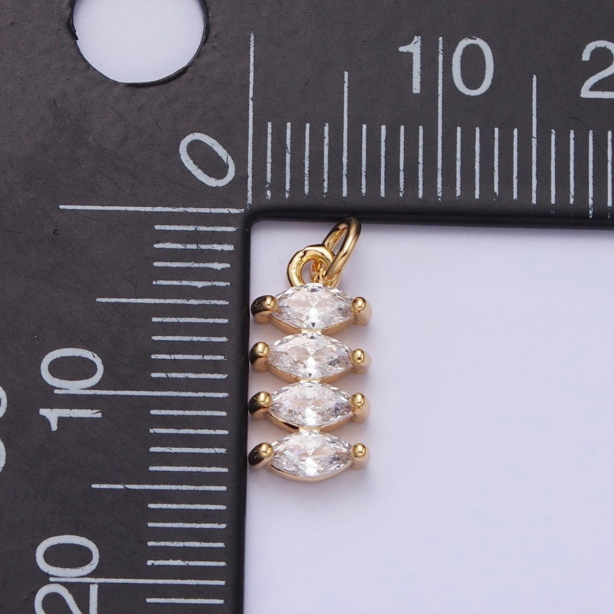 16K Gold plated Mini Marquise Clear CZ Lined Tag Add-On Charm in Gold & Silver | AC1247 AC1248
